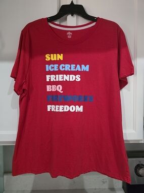 Women's Red Summer Shirt Size 3X Fourth of July NWOT